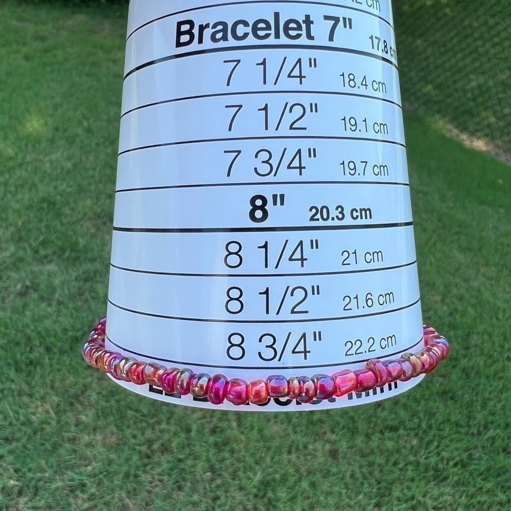 STRETCH Beaded Anklet Red Rainbow - Picture 7 of 13